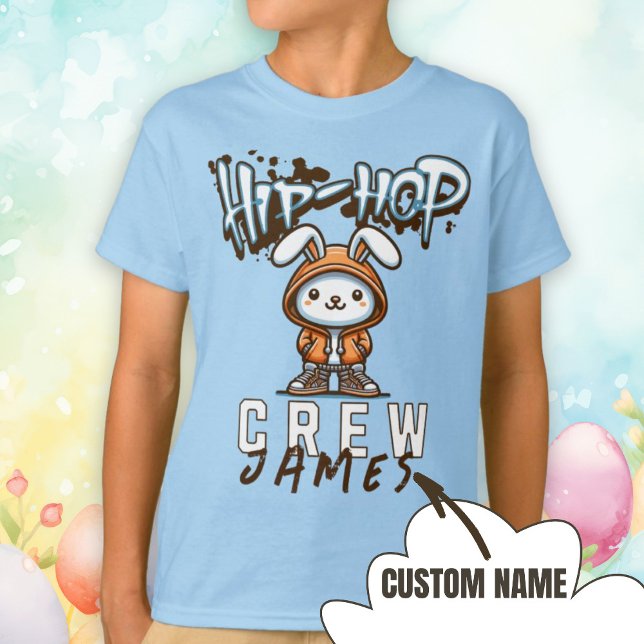 Camiseta Nombre personalizado Guay Easter Hip-Hop Crew Bunn (Personalized Name Cool Easter Hip-Hop Crew Bunny T-Shirt.)