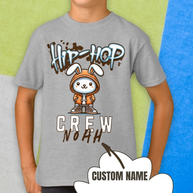 Camiseta Nombre personalizado Guay Easter Hip-Hop Crew Rabb (Custom Name Cool Easter Hip-Hop Crew Rabbit T-Shirt.)