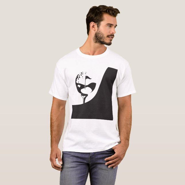 Camiseta Nombre personalizado Hola Golf blanco y negro (Anverso completo)