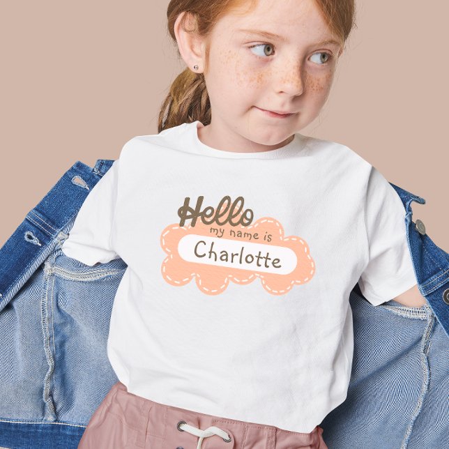 Camiseta Nombre personalizado Hola mi nombre Primer día de  (Custom Name Hello My Name First Day of School T-Shirt)