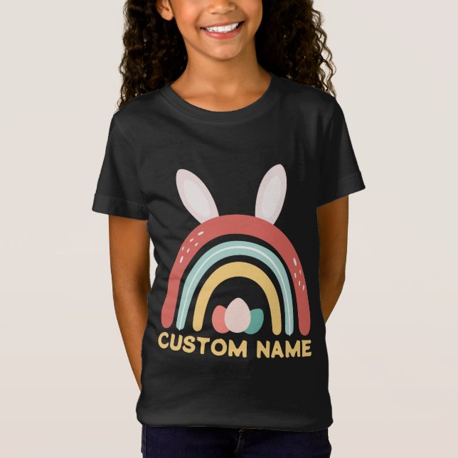Camiseta Nombre personalizado Huevo arcoiris conejillo orej (Anverso)