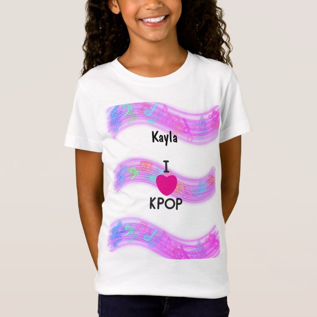 Camiseta Nombre personalizado I Love K-pop (Anverso)