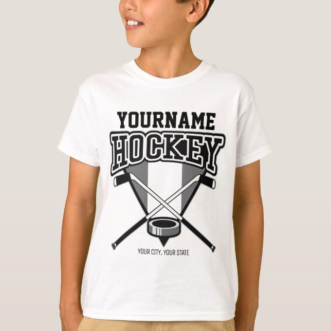 Camiseta NOMBRE personalizado Jugador de hockey Equipo de p (Anverso)