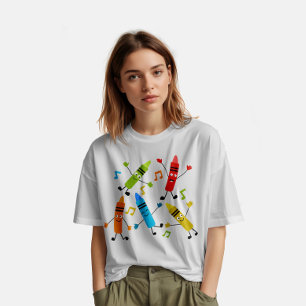 Camiseta Nombre personalizado Kawaii Crayones bailarines pa