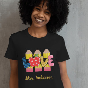 Camiseta Nombre personalizado Lápiz de lápiz Lápiz de prees