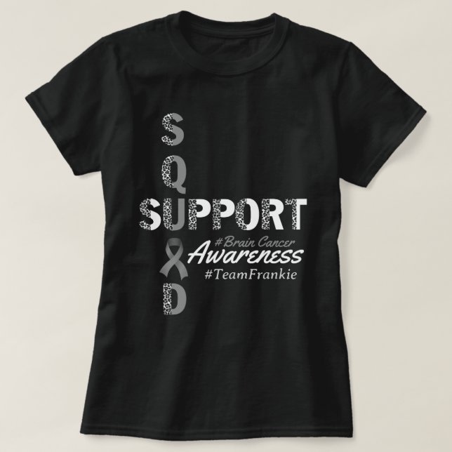 Camiseta Nombre personalizado Leopard Brain Cancer Support  (Diseño del anverso)