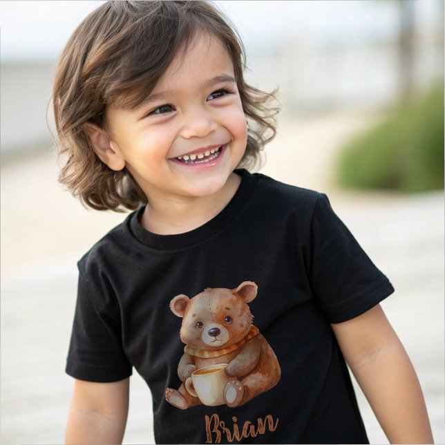 Camiseta Nombre personalizado lindo oso de peluche (Subido por el creador)