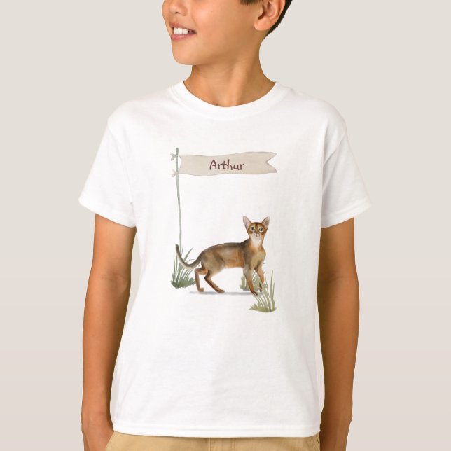 Camiseta Nombre personalizado Mascota de gato abysiniano (Anverso)