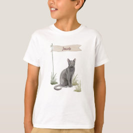 Camiseta Nombre personalizado Mascota de gato ruso azul