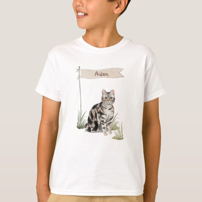 Camiseta Nombre personalizado Mascota de pelo corto america (Anverso)