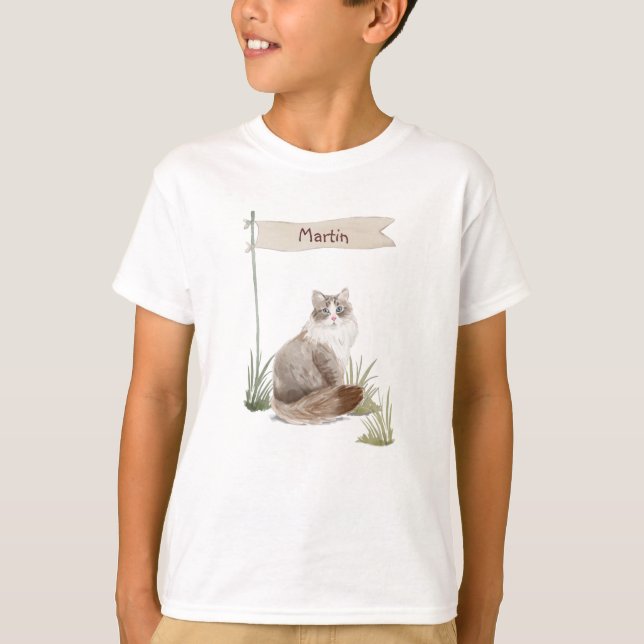 Camiseta Nombre personalizado Mascota siberiano de gato (Anverso)