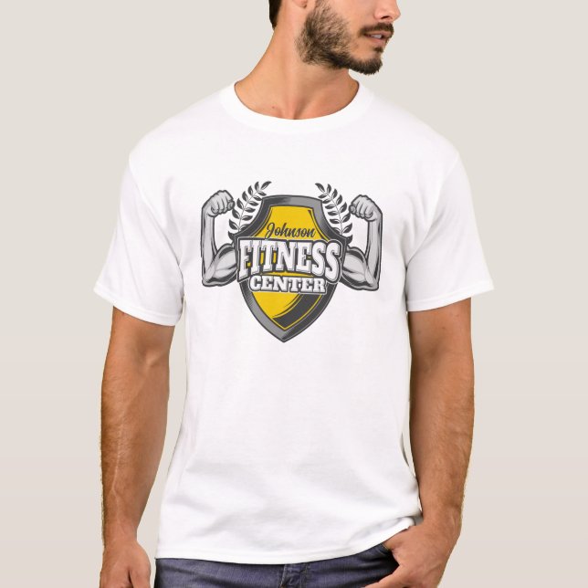 Camiseta NOMBRE Personalizado Músculo entrenador de fitness (Anverso)