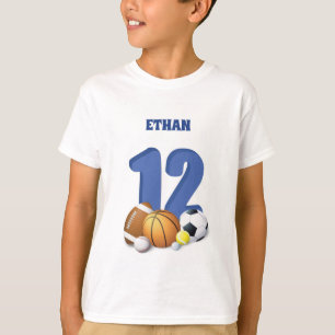 Camiseta Nombre personalizado niño cumpleaños 12 balones de