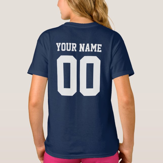 Camiseta Nombre personalizado Número de Chicas Camisas de J (Reverso)