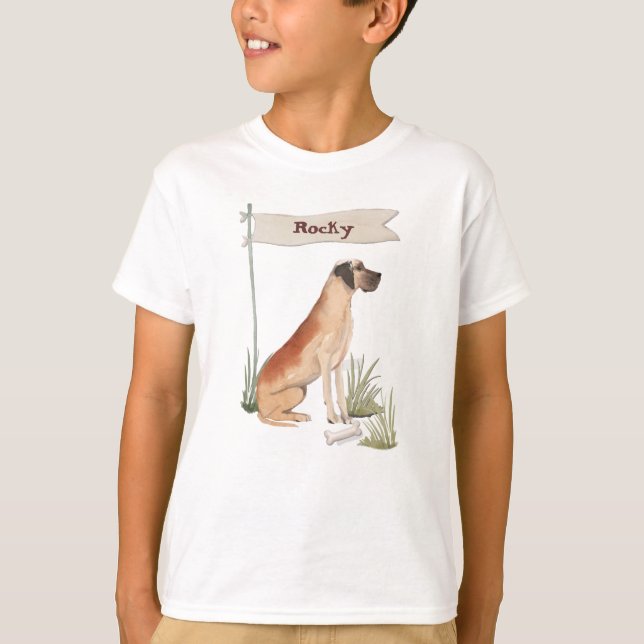 Camiseta Nombre personalizado Perro Mascota grande danés (Anverso)