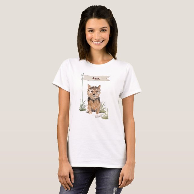 Camiseta Nombre personalizado Perro Mascota Norfolk Terrier (Anverso completo)