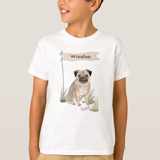 Camiseta Nombre personalizado Perro Mascota Pug (Anverso)