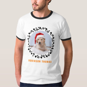 Camiseta Nombre personalizado Perro Paw Corazones Foto rega