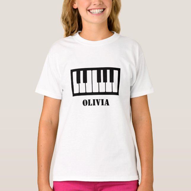 Camiseta Nombre personalizado Pianista Claves de piano (Anverso)