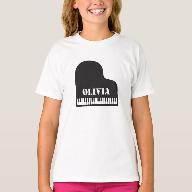 Camiseta Nombre personalizado Pianista Claves de piano (Anverso)