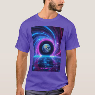 Camiseta Nombre personalizado Portal del Planeta Neon Retro