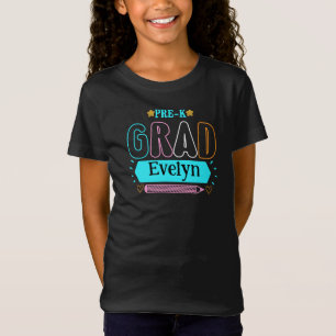 Camiseta Nombre personalizado pre K Grad Retro para Chicas