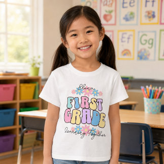Camiseta Nombre personalizado Primer Grado Aprendiendo Junt