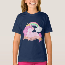 Camiseta Nombre personalizado 🌈 Rainbow Unicorn  
