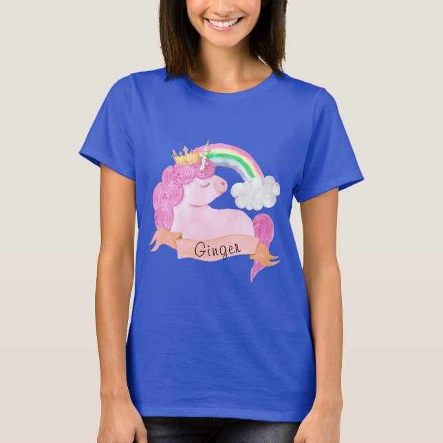 Camiseta Nombre personalizado 🌈 Rainbow Unicorn  (Anverso)