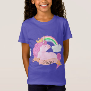 Camiseta Nombre personalizado 🌈 Rainbow Unicorn 