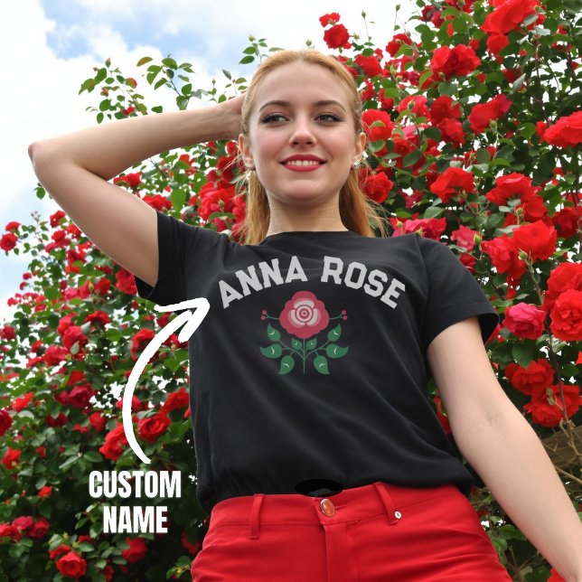 Camiseta Nombre personalizado: regalo gráfico de Personaliz (Personalized Name Graphic Rose Custom Gift for Her T-Shirt)
