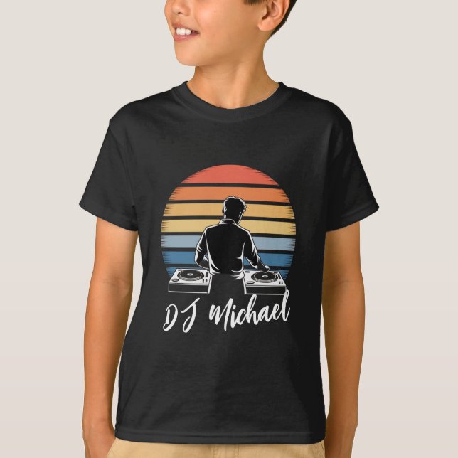 Camiseta Nombre personalizado retro del mezclador de DJ mus (Anverso)