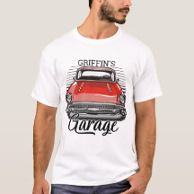 NOMBRE personalizado Retro Red Classic Car Garage