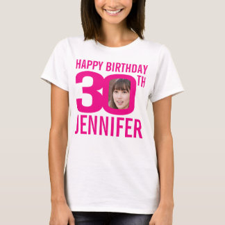 Camiseta Nombre personalizado rosa de 30 años y plantilla d