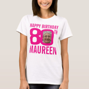 Camiseta Nombre personalizado rosa de 80 años y plantilla