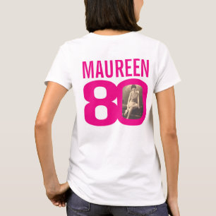 Camiseta Nombre personalizado rosa de 80 años y plantilla d