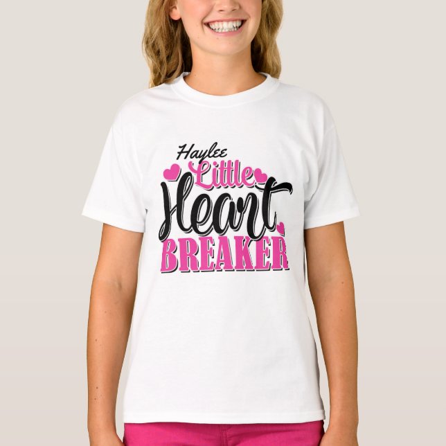 Camiseta Nombre personalizado Rosa Rompe Corazones Pequeño  (Anverso)