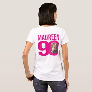 Camiseta Nombre personalizado rosa y plantilla de foto de 9
