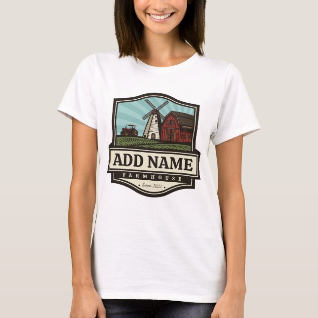 Camiseta NOMBRE Personalizado Rústico Farmhouse Old Windmil (Anverso)