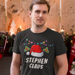 Camiseta Nombre personalizado Santa Hat Navidades Holiday<br><div class="desc">Personaliza fácilmente este divertido diseño de sombrero Santa con tu propio nombre personalizado. ¡Haz un juego único para las vacaciones de invierno con la familia reunion!</div>