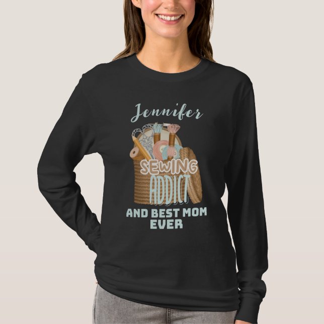 Camiseta Nombre personalizado Seamstress Scoder Addict Mom (Anverso)
