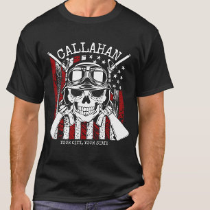 Camiseta Nombre personalizado Soldado Cráneo Pistolas Doble