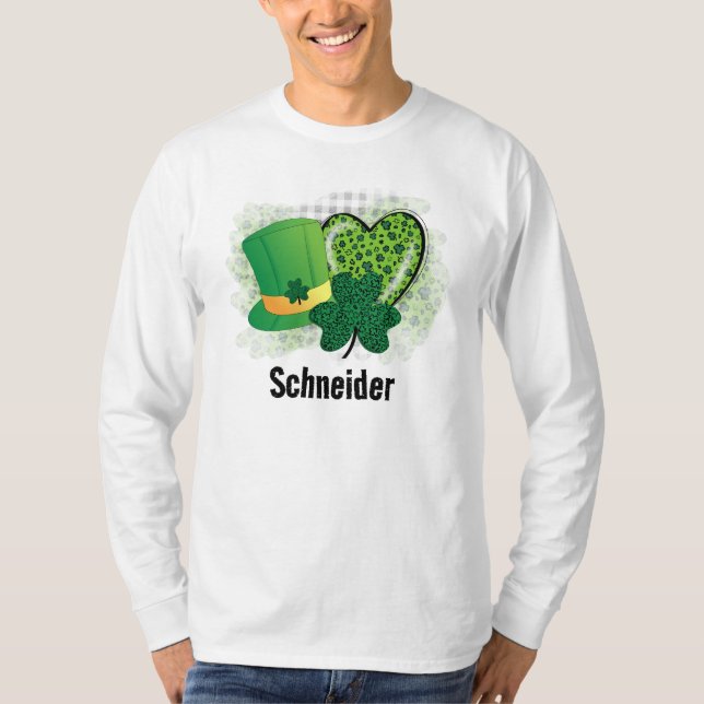 Camiseta Nombre personalizado St Patricks Day Shamrock Clov (Anverso)