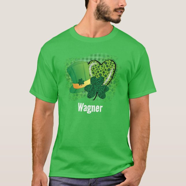 Camiseta Nombre personalizado St Patricks Day Shamrock Clov (Anverso)