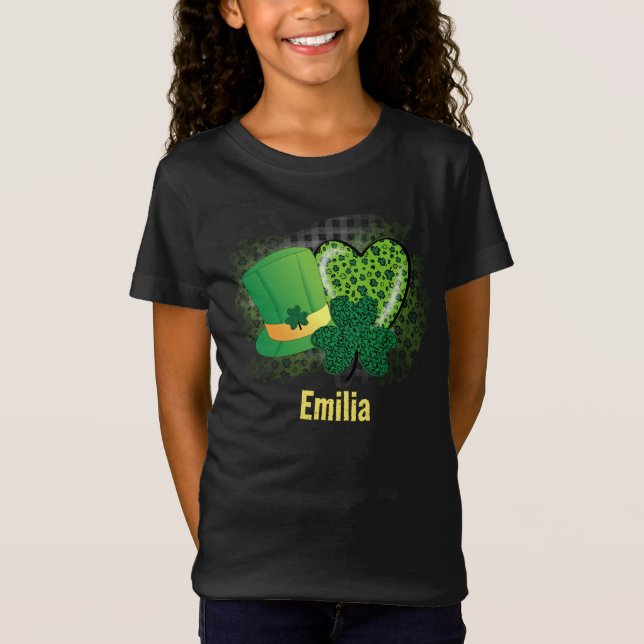 Camiseta Nombre personalizado St Patricks Day Shamrock Clov (Anverso)