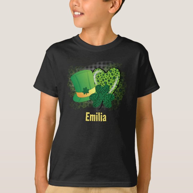 Camiseta Nombre personalizado St Patricks Day Shamrock Clov (Anverso)