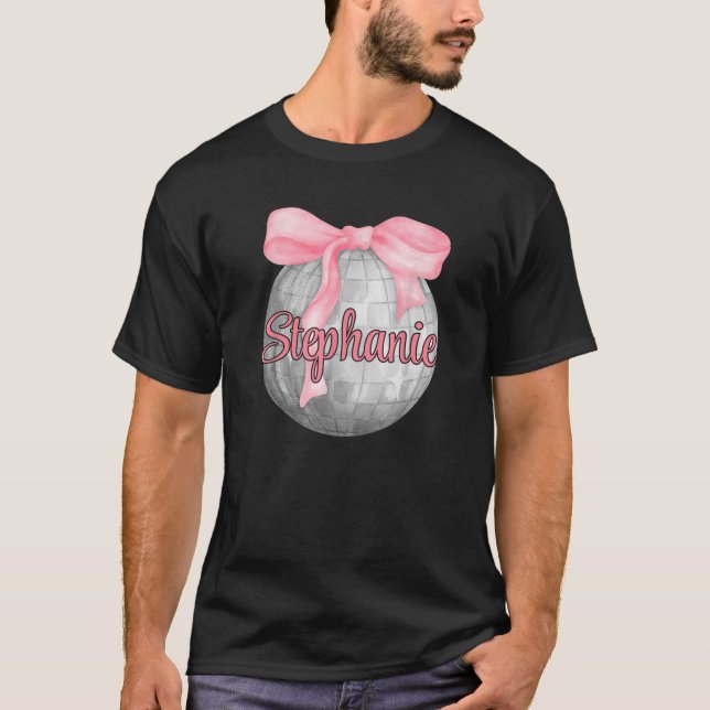 Camiseta Nombre personalizado Stephanie Coquette Bow Disco  (Anverso)