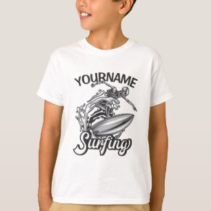 Camiseta NOMBRE Personalizado Surfista Big Wave Skeleton Su
