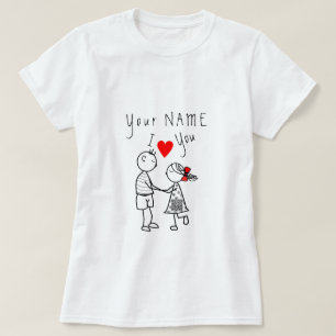 Camiseta Nombre Personalizado T-Shirt Love Gift Añadir su n