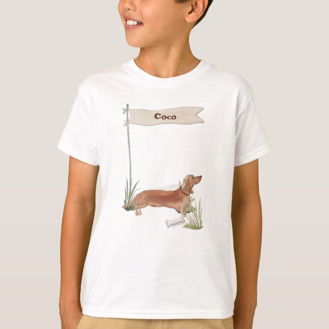Camiseta Nombre personalizado Tan Dachshund Perro Mascota (Anverso)
